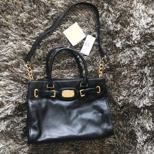 Michael Kors Hamilton Satchel in Black w/ Gold